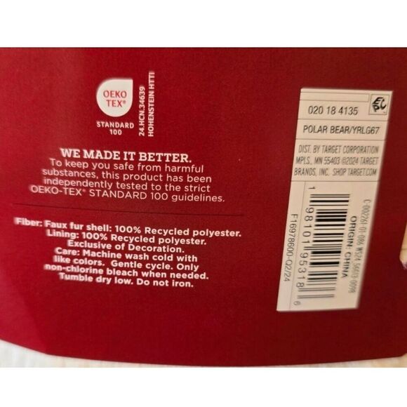 Snuggy Polar Bear Hooded Blanket 40" X 50" Faux Fur Shell Thumb Holes NWT - Picture 6 of 6